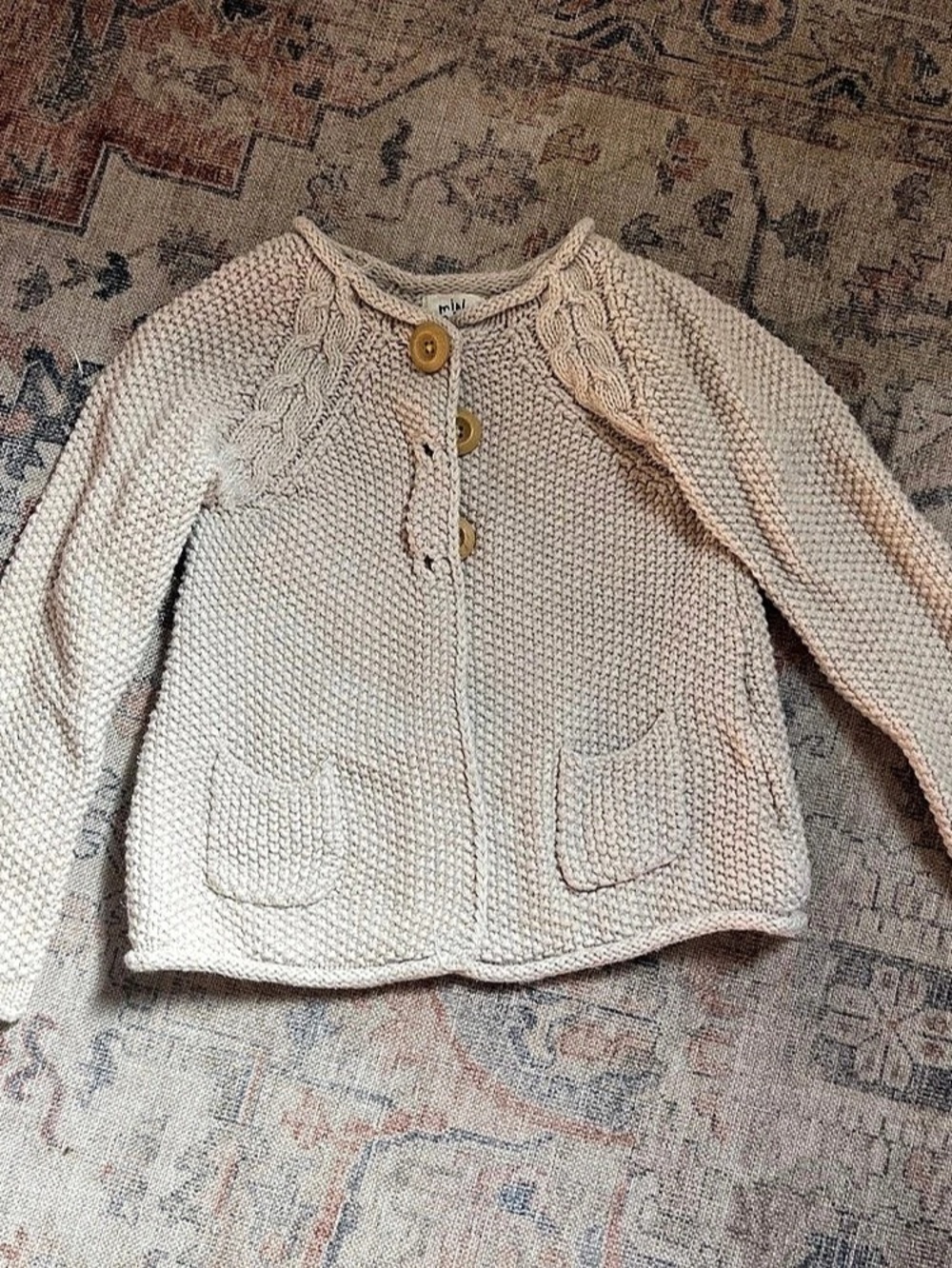 mini boden Cable Knit Button Cardigan 2-3Y